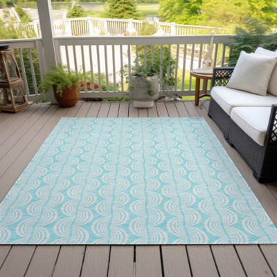 Darya Teal Washable Indoor-Outdoor Rug - 
