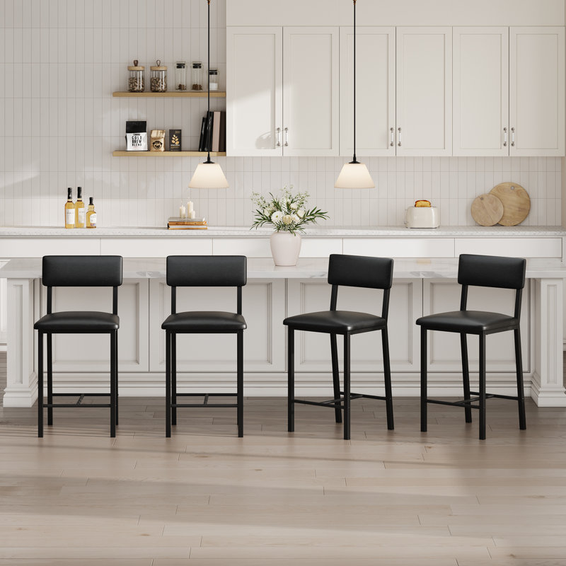Counter Stool with Metal Frame, Black