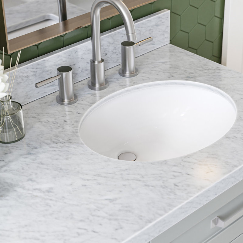 Meuble-lavabo double avec comptoir ARIEL, Gris, 60" - 61", Italian Carrara Marble