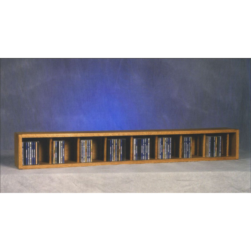 Dowel-Style Wooden CD Rack - 03D Series, Natural, 7.25" H x 52" W x 6.375" D