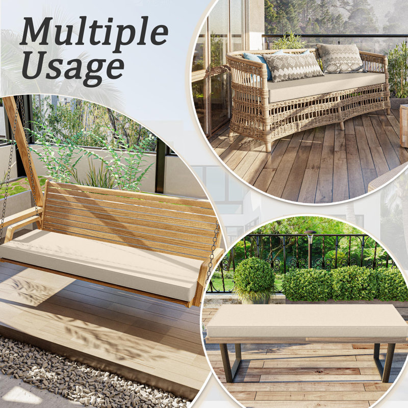 Outdoor 3.5'' Bench Seat Cushion, Available In 5 Sizes, 36" W x 18" D, Cream