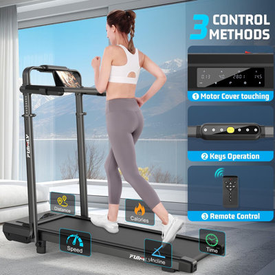 Homdox 2.5HP Walking Pad Treadmill with Desk Workstation, Height Adjustable Handrail, 3 Control Methods