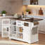 Îlot de cuisine avec abattant, prise électrique, tablettes de porte, tiroirs, tablettes ajustables et roulettes-857757815