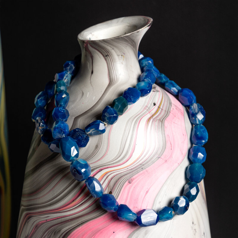 Crystal Bead Vase Jewelry, Blue