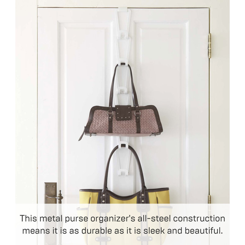 White Steel Chain Link Bag Holder Organizer