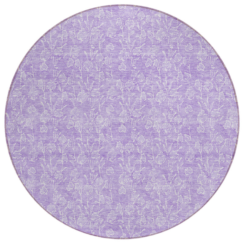 Lavonia Washable Floral Indoor / Outdoor Rug, Round 8'