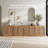 Set of 2 65" Sideboard with Double-Arc Wood Doors and Adjustable Shelves, Camel-264821476