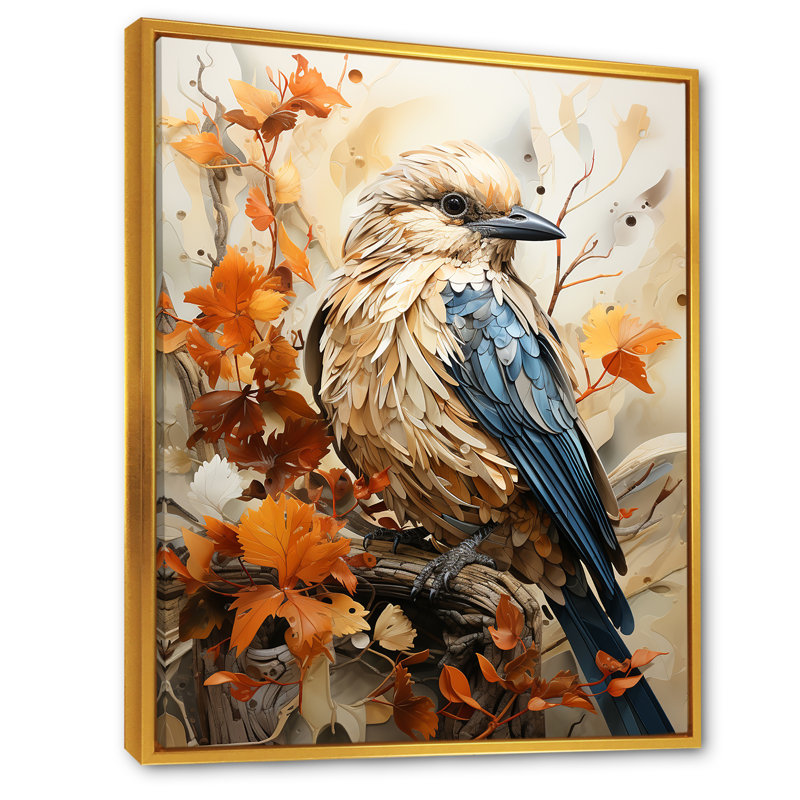 «Bird Avian Realism - Bird», reproduction d'art sur toile, H 20 po x l 12 po, Cadre flottant doré