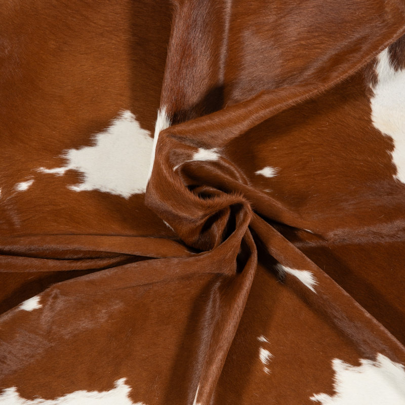 Tapis en cuir de vache brun et blanc - tapis en cuir véritable, parfait pour un décor rustique ou moderne