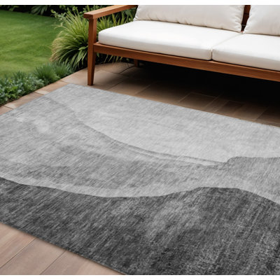 Tapis d'extérieur lavable abstrait gris anthracite 10 pi x 14 pi