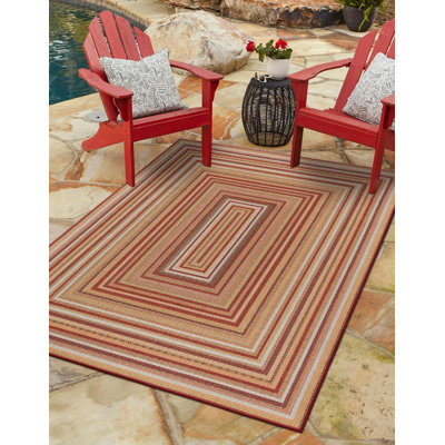 Tapis d'intérieur / extérieur à motif géométrique bourgogne / beige Xavi