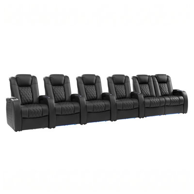 Genuine Leather Zero Gravity Power Rocker Recliner With 7-Color LED Ambient Lighting, Adjustable Headrest, USB Charging & Cup Holder For Home Theater