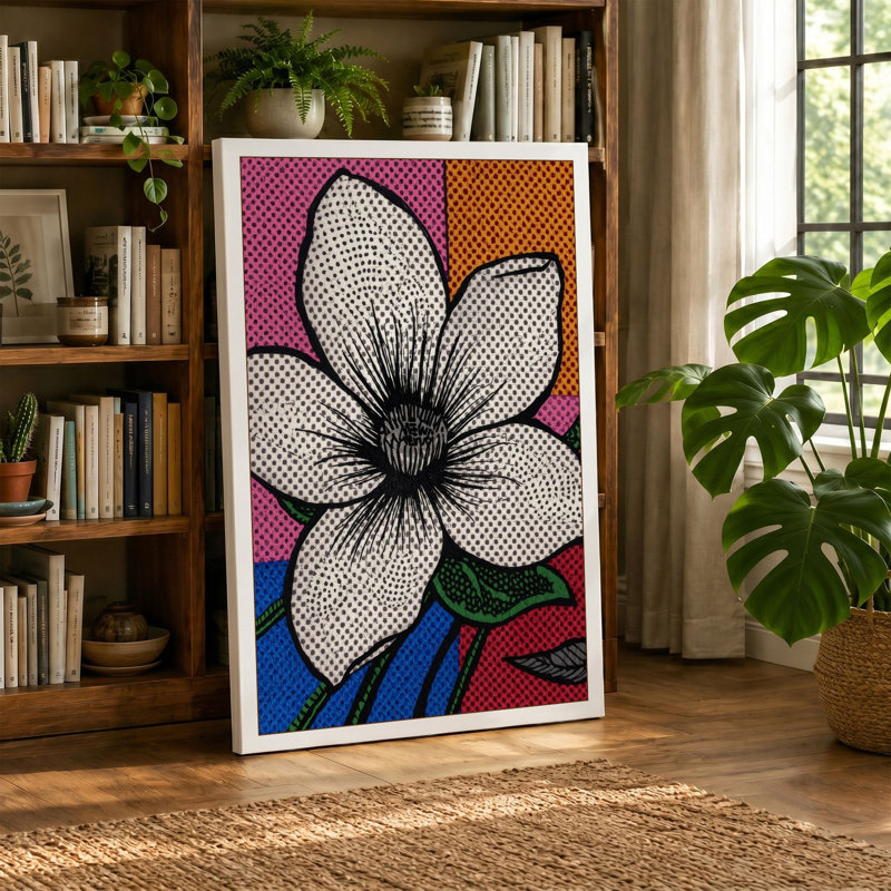 Geometric Bloom Modern - Wrapped Canvas, 30x20 - 76.2 x 50.8 cm, Sage Border