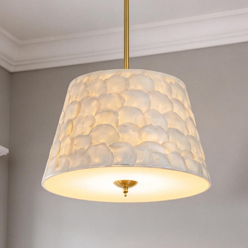 Suspension côtière à 4 lumières coniques en coquillage capiz de 15,75 po