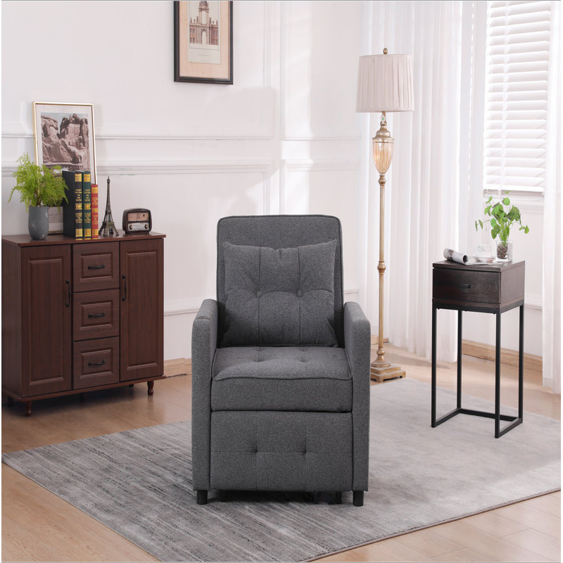 Sleeper Chair 3-In-1 Convertible Chair Bed Pull Out Sleeper Chair Beds Adjustable Single Armchair Sofa Bed With USB Ports, Side Pocket