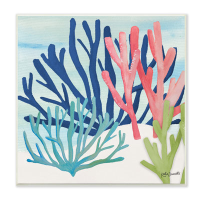 Underwater Sea Life Blue Pink Ocean Coral Reef Gray Farmhouse Rustic Framed Giclee Texturized Art By Katie Doucette -  Stupell Industries, am-362_wd_12x12