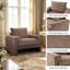 Ensemble canapé et fauteuil lounge rembourrés, collection de sièges en tissu avec accoudoirs incurvés et coussins profonds-1716284763-1716284760