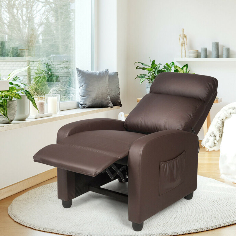 Fauteuil inclinable massant en simili-cuir, Similicuir brun