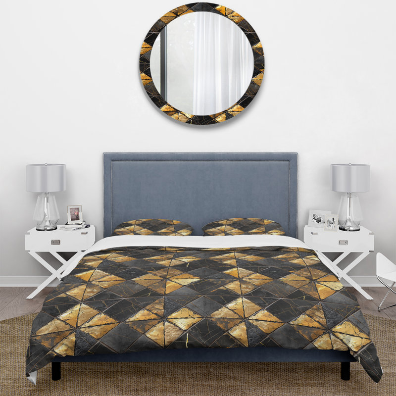 Ensemble de housse de couette noir doré Midcentury Glam Tiles I - Midcentury