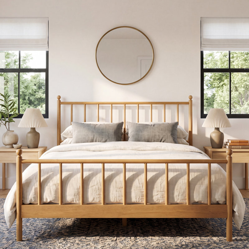 Edward Solid Wood Slat Bed, Queen