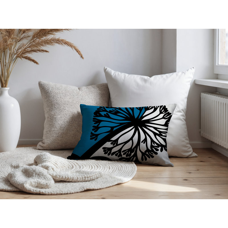 Oreiller rectangulaire réversible intérieur / extérieur Aldy, Rectangle H 14 po x l 20 po, Turquoise