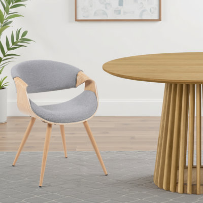 Kaleem Mid-Century Upholstered Dining Chair in Wood Finish