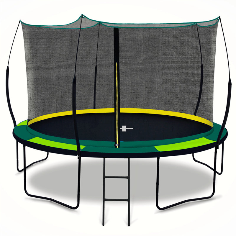 12' Round Black Trampoline with Safety Enclosure