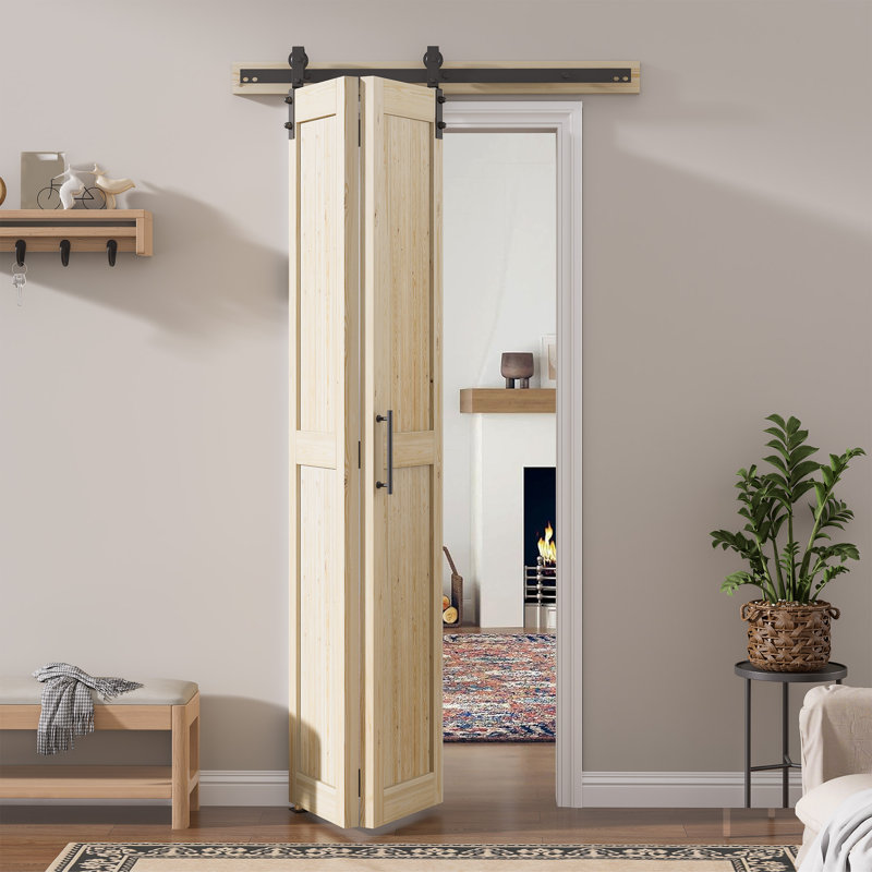 Porte pliante en bois de pin massif assemblé avec trousse de quincaillerie, Non fini, 36 po x 84 po