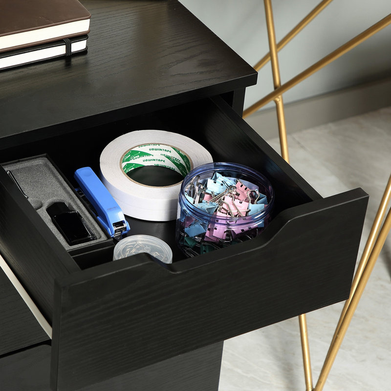 Hilliary 15.75'' Wide 3 -Drawer Mobile File Cabinet, Wood Black