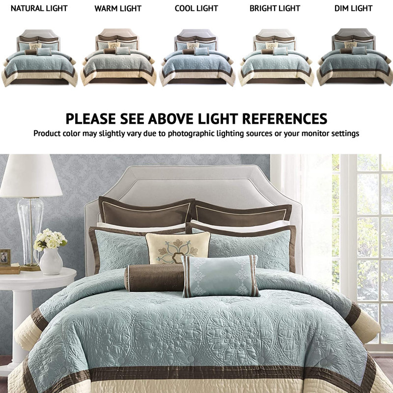 9 Piece Charmeuse Comforter Set, King Comforter + 9 Additional Pieces