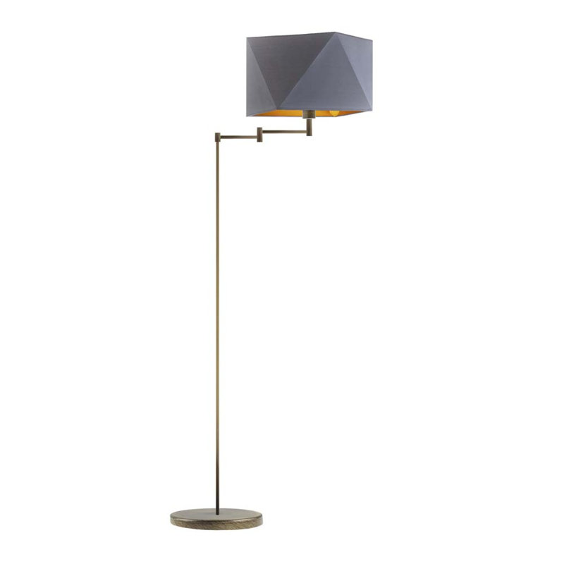 Glasper 165cm Swing Arm Floor Lamp, Grey, Brushed Bronze