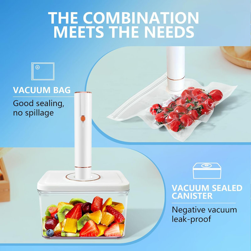 Cordless Handheld Vacuum Sealer with 60kPa Suction – Includes 30 Reusable Bags & 3 Containers for Liquids, Food Storage, Sous Vide & Travel
