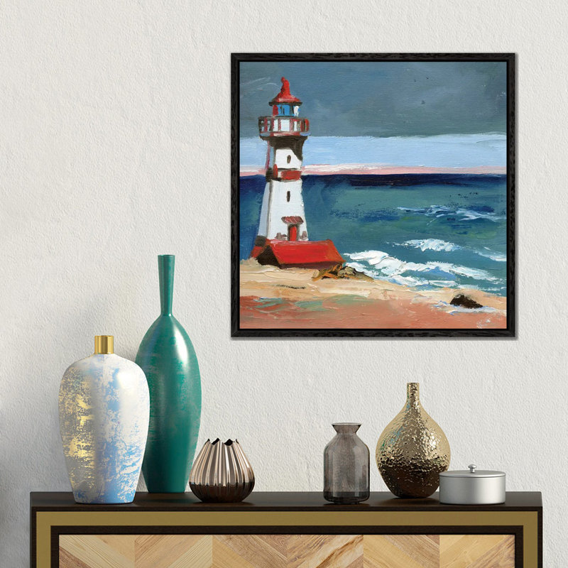 Lighthouse II 1 Piece Wall Art on Canvas, 45.72 cm H x 45.72 cm W, Black Floater Framed