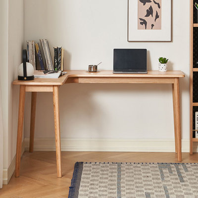 Wood Colour L-Shaped Solid Wood Desks