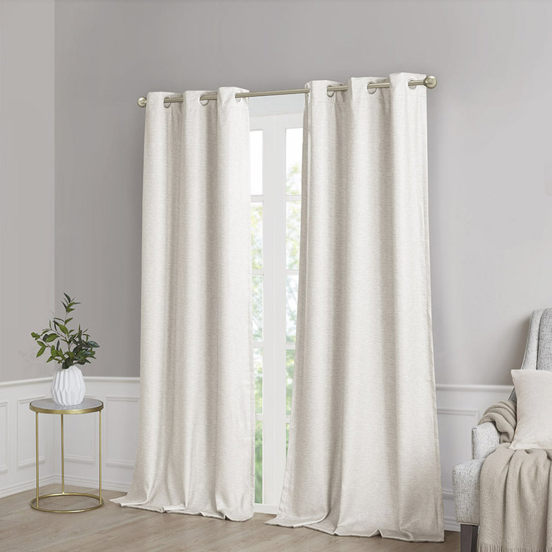 Paire de rideaux en polyester Naquan, Ivoire