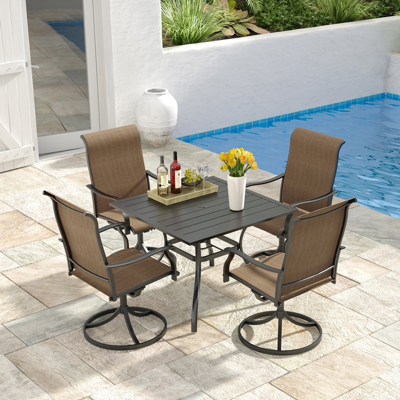 4 - Person Square Steel Outdoor Dining Set, Yellow