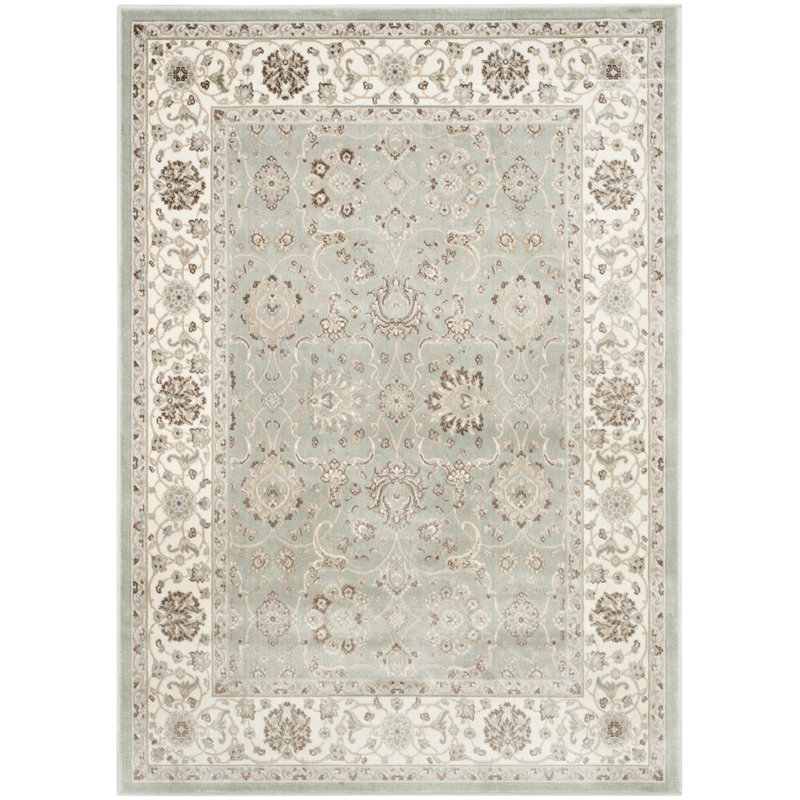 Setser Garden Viscose Oriental Rug in Silver/Cream, Rectangle 4' x 5'3"