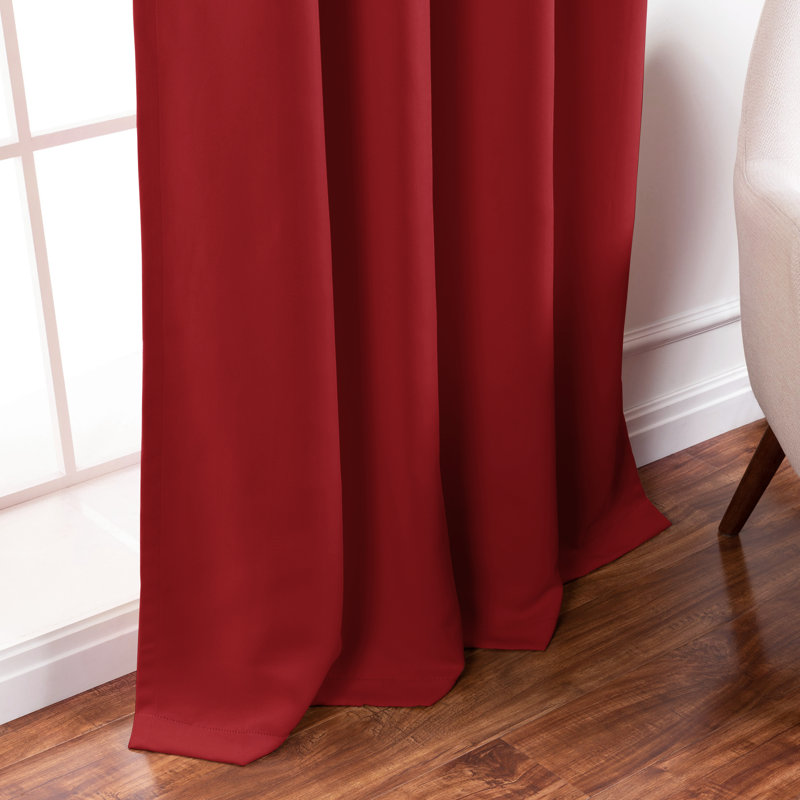 Adina Sevan Solid Thermal Grommet Curtain Panels, Cardinal Red, 52"W x 96"L