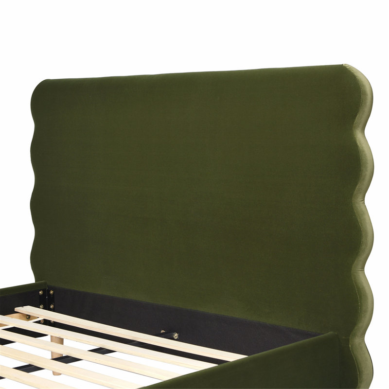 Lit tapissier Henley, Velours vert olive, Grand