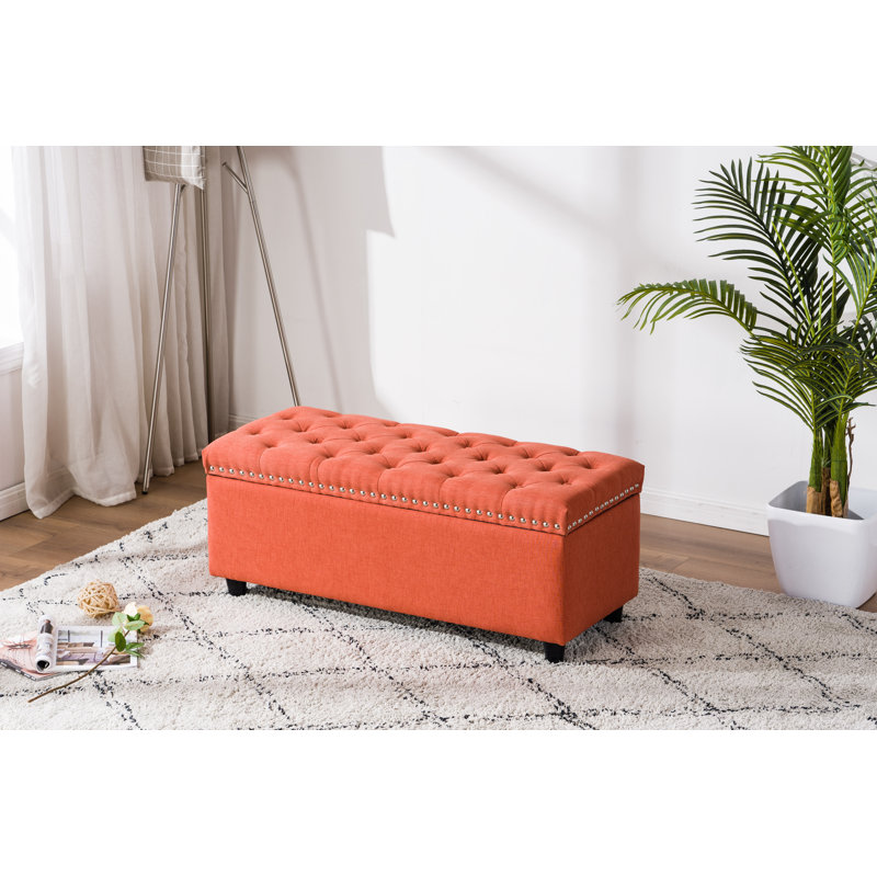Janas Upholstered Ottoman, Orange