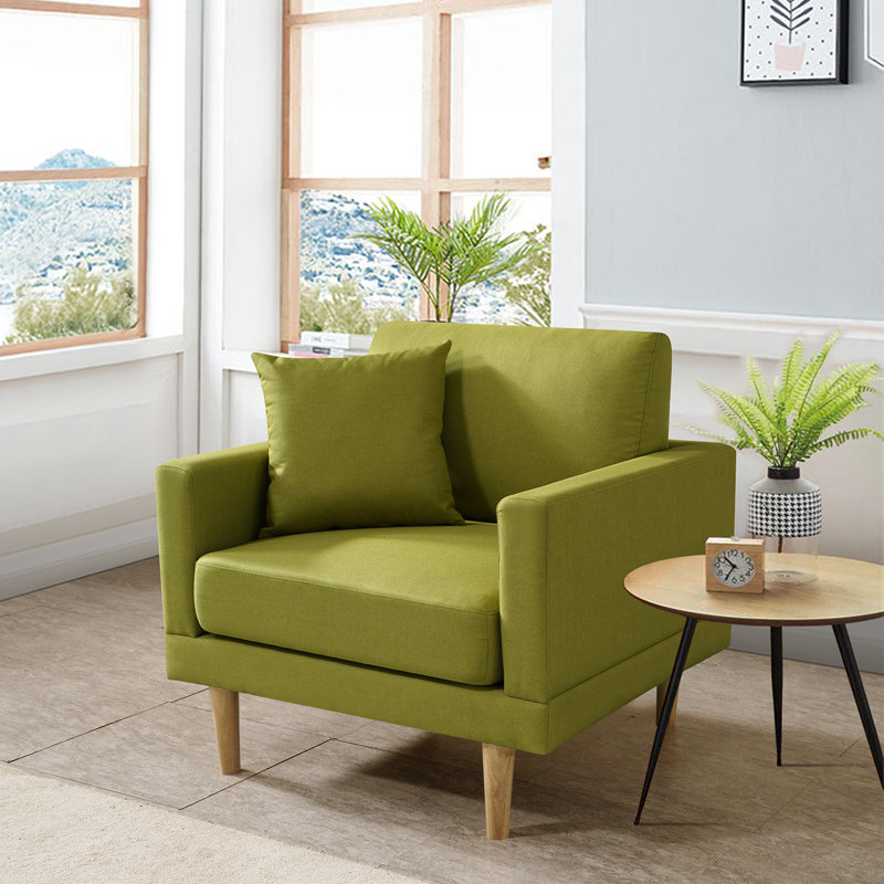 Fauteuil de 34 po de large Murnie, Mélange de polyester vert jaunâtre