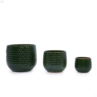 3 pots de fleurs en céramique, pot de fleurs moderne pour patio, jardin ou rebords de fenêtre