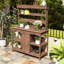 Table de rempotage Farmhouse 66 "avec grande surface de travail, tablettes ouvertes, 2 tiroirs et armoire-1745524913