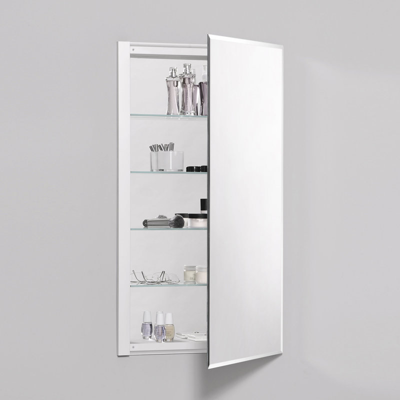 R3 Series Recessed or Surface Mount Frameless Medicine Cabinet with 4 Adjustable Shelves, Beveled, 36" H x 20" W