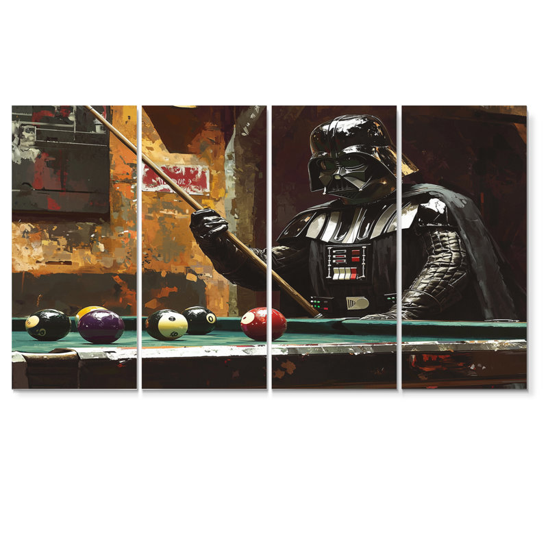 Dark Vader Playing Billiards I - Billiards Canvas Art Set, 32" H x 64" W