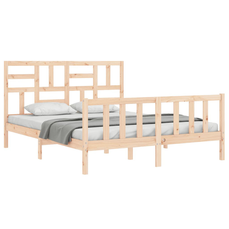 Bed Frame with Headboard, Natural, European Kingsize (160 x 200cm)
