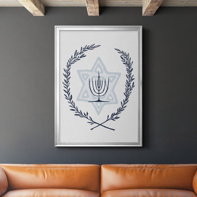 «Happy Hanukkah I», reproduction encadrée de qualité supérieure - prête à être accrochée