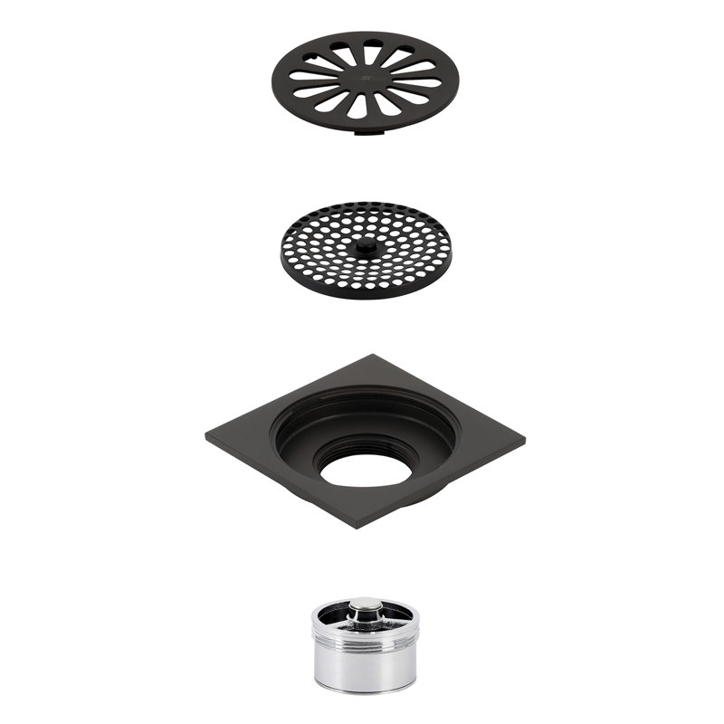 Kingston Brass Watercourse 4-Inch Square Grid Shower Drain with Hair Catcher, Oil Rubbed Bronze
