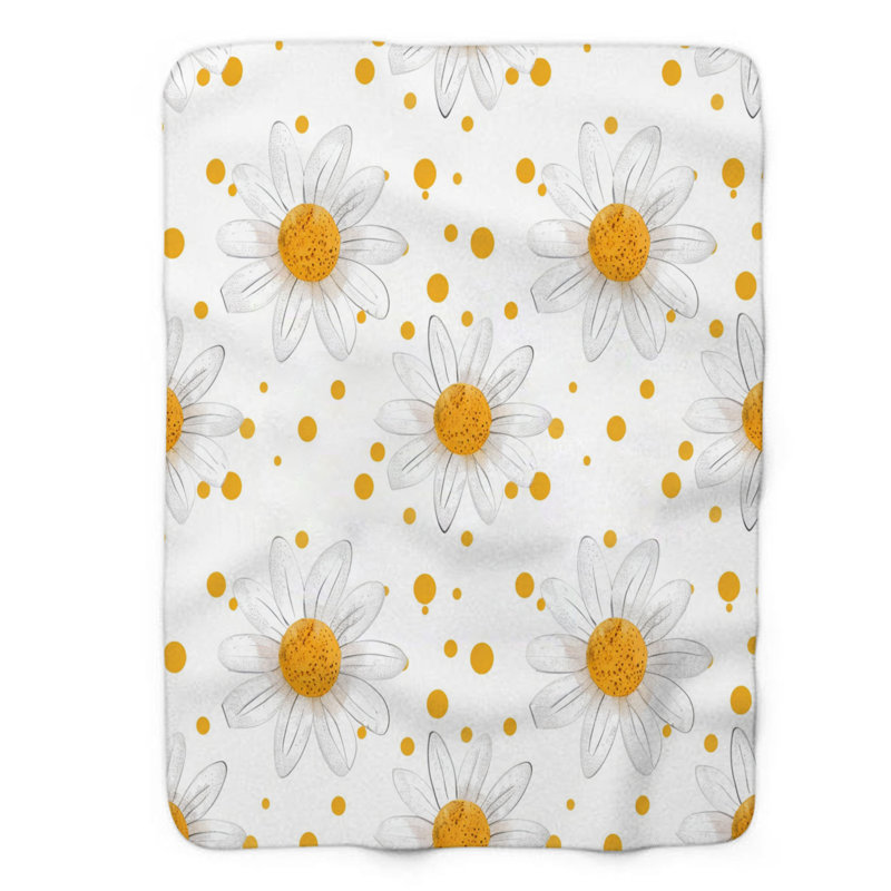Imprimé marguerite - couverture Sherpa de qualité supérieure 1 pièce, L 50 po x L 60 po