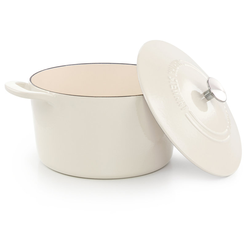Martha Stewart 7 Quart Enameled Cast Iron Dutch Oven With Lid In Yellow Ombre, White